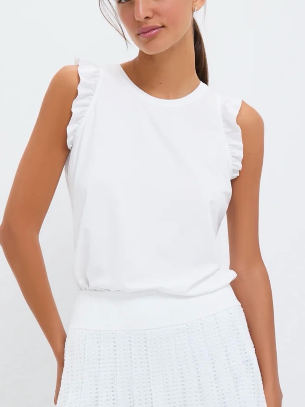 Tuckernuck White Ruffle Sleeve Tank